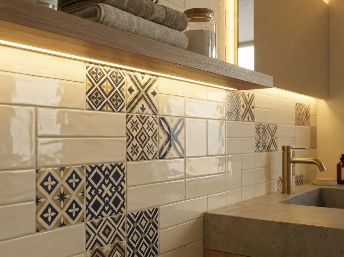 Wall tile samples for bathrooms and kitchens
